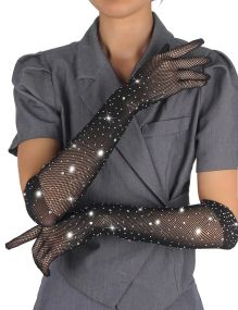Чорні довгі рукавички Star Night зі стразами (без коробки) sexstyle