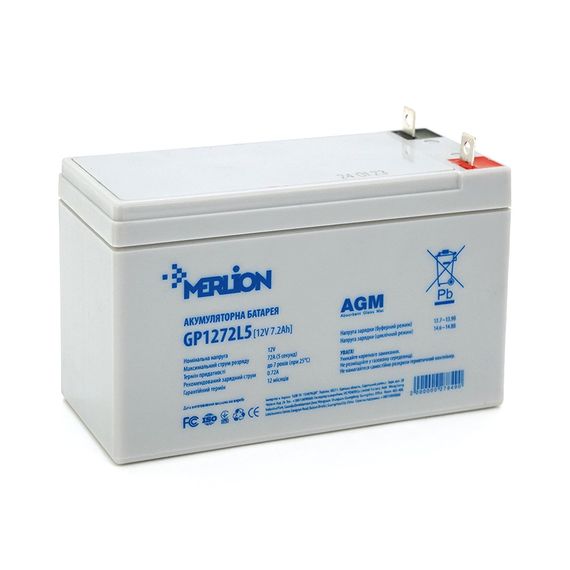 Аккумуляторная батарея MERLION AGM GP1272L5 12 V 7, 2 Ah (СПЕЦ КЛЕМА)( 150 x 65 x 95 (100) ) White Q10
