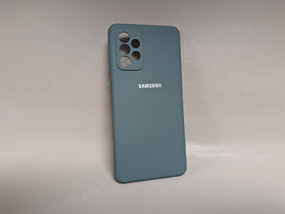 Чохол для Samsung Galaxy A72 / Самсунг Гелаксі А72, силіконовий, матовий, з логотипом, сірий