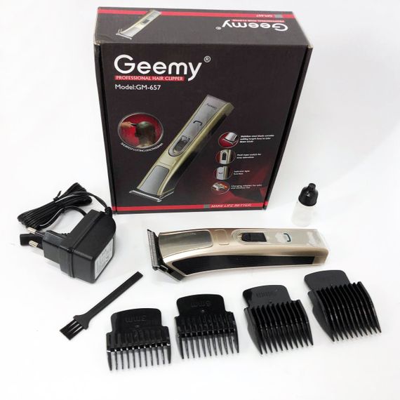 Машинка для стрижки Gemei GM-657 бездротова з комплектом насадок, Перукарські машинки | Зображення 4