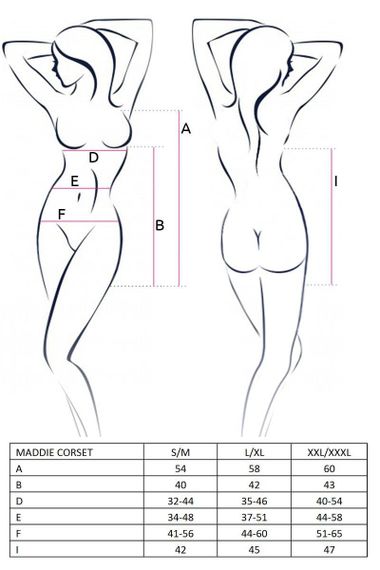 Корсет-сорочка з пажами Passion MADDIE CORSET XXL/XXXL, black, трусики sexstyle | Зображення 1