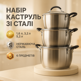 Набір практичних каструль, Набір каструль з комплектом кришок Фірмові набори BW-75