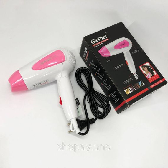 Хороший фен для дому Gemei GM-1756 1200 Вт, Класичний фен для волосся Функціональна щітка сушіння QY-87 | Зображення 3