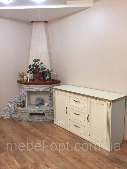 Комод Фридом 2 - дверный и 3 ящика, 485 х 1510 х 870 цвет слоновая кость + золотая патина | Зображення 1