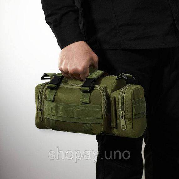 Сумка - подсумок тактическая поясная Tactical военная, сумка нагрудная с ремнем 5 литров кордура хаки AS-91 | Зображення 5