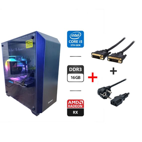 Ігровий ПК GameMax Nova Tower / Intel Core i5-3470 (4 ядра по 3.2 - 3.6 GHz) / 16 GB DDR3 / 512 GB SSD + 500 GB HDD / AMD Radeon RX 570, 4 GB GDDR5, 256-bit / 400W б/в + Подарунок Кабель DVI + живлення