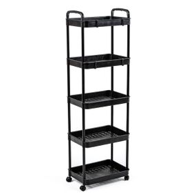 Етажерка мобільна п'ятиярусна універсальна пластикова 41х25х127см Чорна SW-00002109