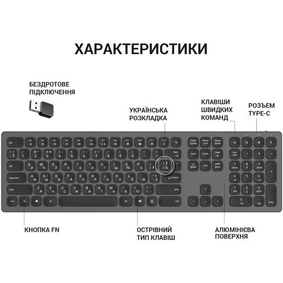 Клавіатура OfficePro SK1550 Wireless Black (SK1550B) | Зображення 5