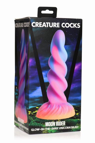 Фентезійний фалоімітатор Creature Cocks Glow-in-the-Dark Unicorn Dildo, світиться в темряві, 20,6 см | Зображення 6
