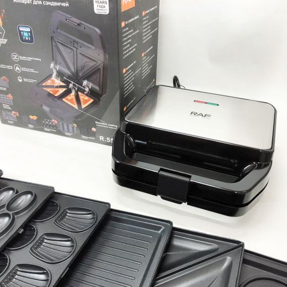 Гриль для дому для вафель RAF, Гриль барбекю електричний дому Сендвічниця бутербродів ER-89 | Зображення 4