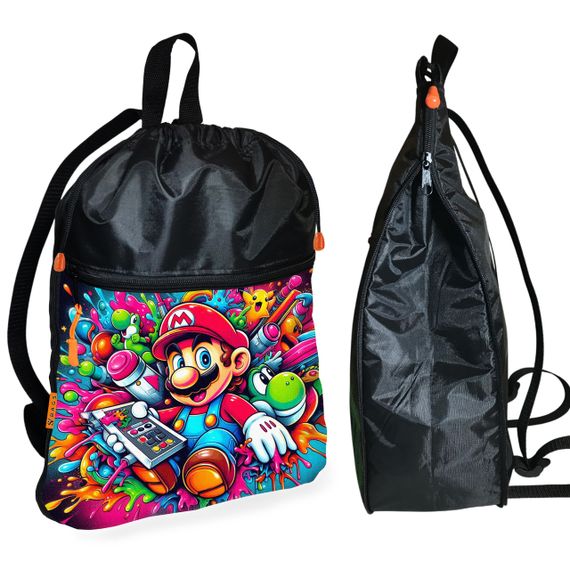 Рюкзак-мешок для обуви,спортивной формы Супер Марио "Super Mario" детская сумка для сменки (01332)