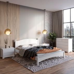 Двоспальне дерев&#039;яне ліжко Mebigrand Мангеттен Н Білий (RAL9003) 160х190 см (MBG-3472)