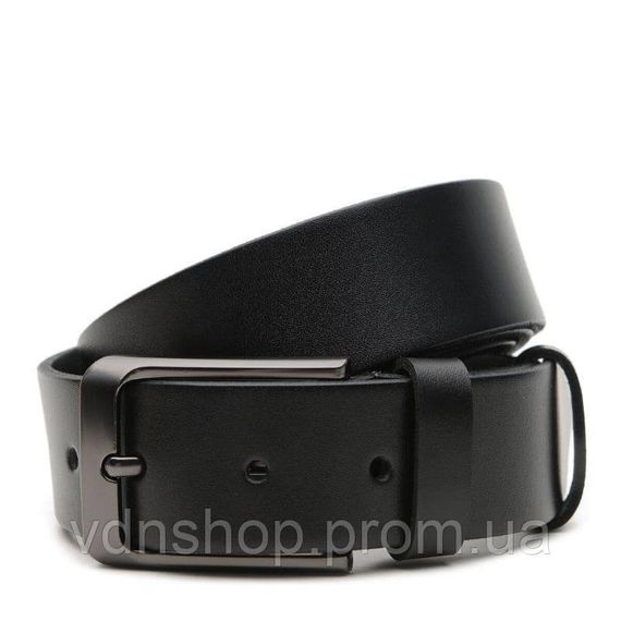 Ремень кожаный мужской 125×3.5/пояс для брюк и джинсов, черный