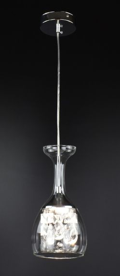 Люстра світлодіодна підвісна LED світильник для квартири на стелю лед 26989 Хром 30-150х13х13 см. | Зображення 4