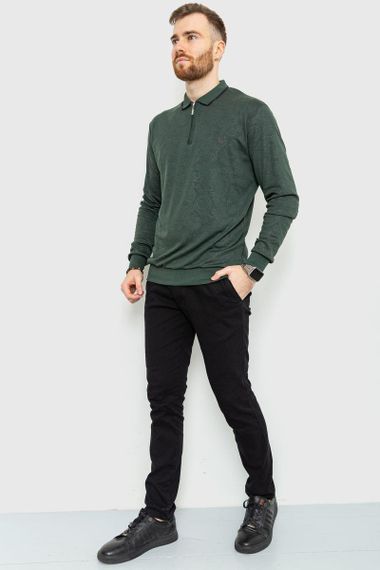 Поло мужское сдлинным рукавом  цвет зеленый 157R300-1 | Зображення 1