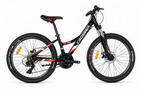 Велосипед Crosser NIO 24" 21 швидкість Shimano, алюмінієвий MTB, дискові гальма, підлітковий Червоний