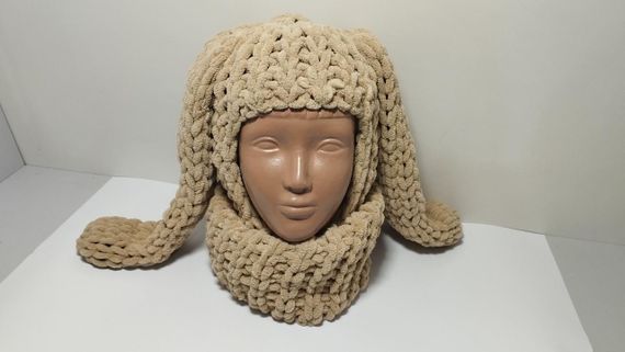 Балаклава колір 415 плюшева з вушками зайчика | Зображення 5