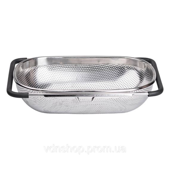 Друшляк сито на раковину для миття овочів та фруктів 36х24х9 см з нержавіючої сталі HP-19-17