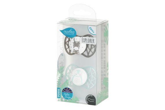 Пустышка Nuvita NV7066 Air55 Explorer ортодонтическая 0m+ (зебра, пингвин) 2шт (NV7066N) | Зображення 2