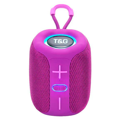 Портативная Bluetooth колонка TG658 с RGB подсветкой и функцией громкой связи, радио, пурпурная