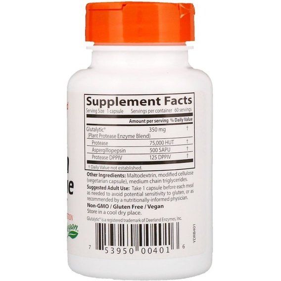 Травні ферменти Doctor's Best Gluten Rescue with Glutalytic 60 Veg Caps DRB-00401 | Зображення 2