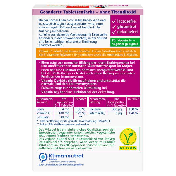 Витамины Доппельгерц Железо+С+Фолиевая кислота Doppelherz Eisen+C+Histidin | Зображення 1