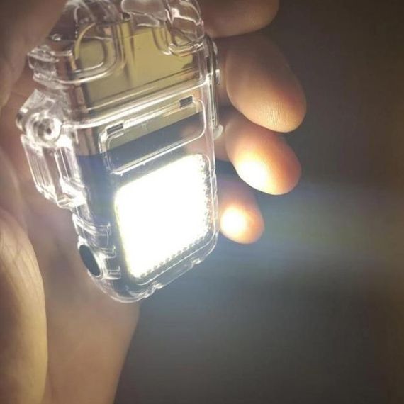 Запальничка спіральна водонепроникна електронна з LED ліхтариком та зарядкою від USB | Зображення 1