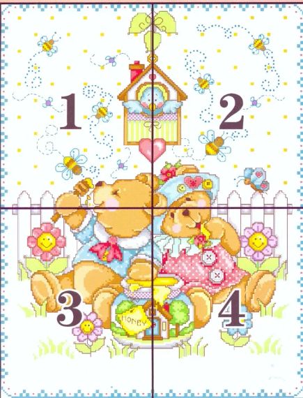 Набір для вишивання за нанесеною на канву схемою "Naughty bearrs' heaven".  AIDA 14CT printed , 41*51 см | Зображення 3