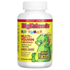 Вітамінно-мінеральний комплекс для дітей Natural Factors Big Friends Multi-Vitamin & Minerals 60 Chewable Tabs Jungle Berry