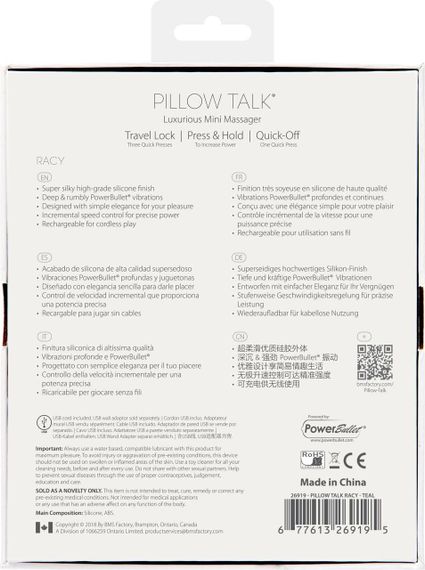 Роскошный вибратор Pillow Talk - Racy Teal с кристаллом Сваровски для точки G, подарочная упаковка | Зображення 9