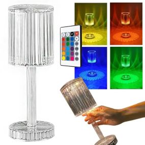 ОЧЕНКА! Декоративний LED світильник Crystal light, з пультом ДК/Акумуляторна лампа (Плохе паковання 3020)
