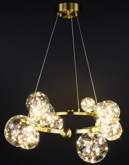 Люстра світлодіодна підвісна LED світильник для квартири на стелю лед 27305 Латунь 40-130х78х78 см.