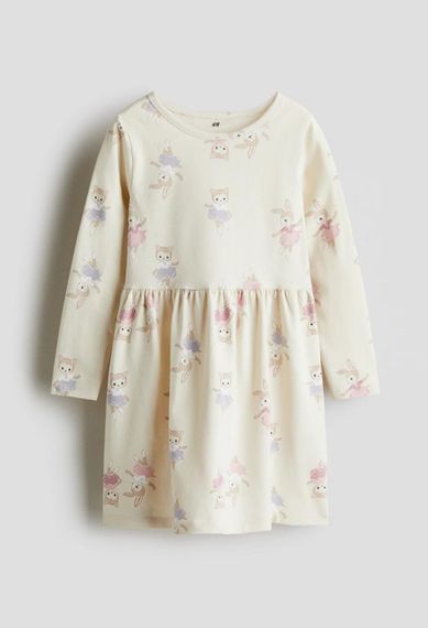 Дитяча бавовняна сукня для дівчинки H&M 98-104 см Світло-бежева (25120302B)