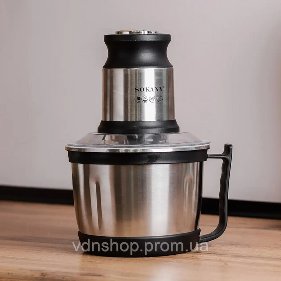 Чоппер измельчитель с чашей 3 литра 4 лезвия нержавеющая сталь овощерезка Sokany SK-7027 | Зображення 3