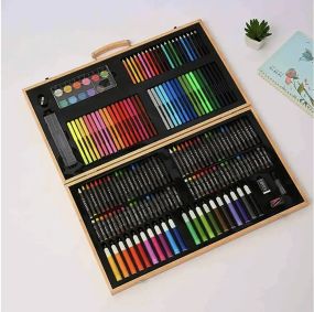 Дитячий набір для малювання та творчості 180 предметів у дерев'яній валізі