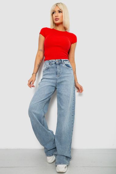 Джинси жіночі однотонні Wide leg, колір блакитний, 244R00198 | Зображення 1