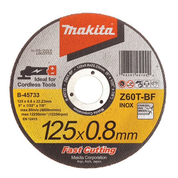 Диск відрізний MAKITA по металу та нержавіючій сталі тонкий 125х0,8х22,23 B-45733