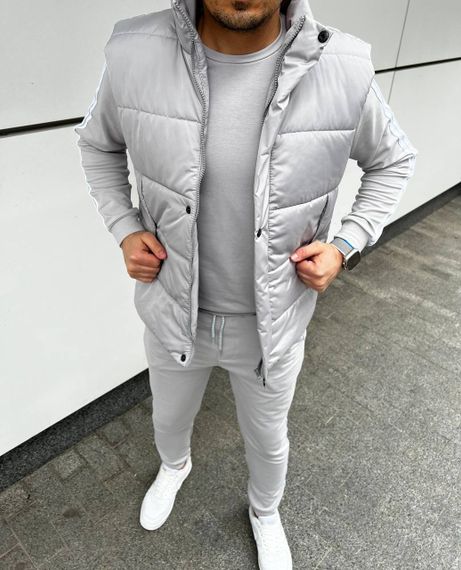 Мужской спортивный костюм тройка с жилетом AL0235 цвет серый, размер 54/56 | Зображення 4