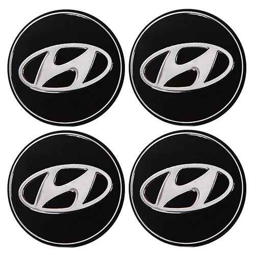 Наклейки на ковпаки "HYUNDAI" чорні, діам. 90 мм (4 шт.)