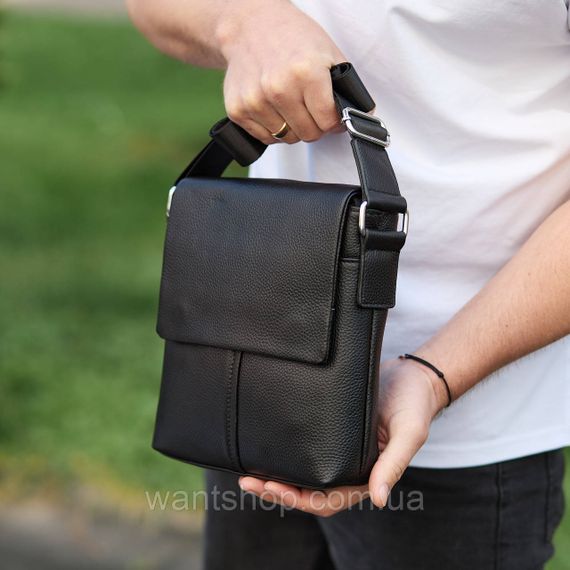 Мужская кожаная сумка мессенджер на плечо Кожаная сумку для мужчин Tiding Bag 39017 черная | Зображення 2