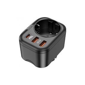 Сетевой фильтр HOCO NS3 на 1 розетку + 2 USB + USB-C,20W,220В,Black
