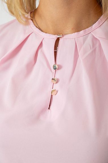 Блуза однотонная, цвет розовый, 230R1121-1 | Зображення 4