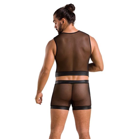 Комплект мужского белья на шнуровке Passion 053 SET WILLIAM XXL/XXXL Black, жилет, боксеры | Зображення 3