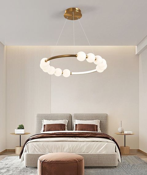 Люстра світлодіодна підвісна LED світильник для квартири на стелю лед 27208 Латунь 25-140х62х62 см. | Зображення 8