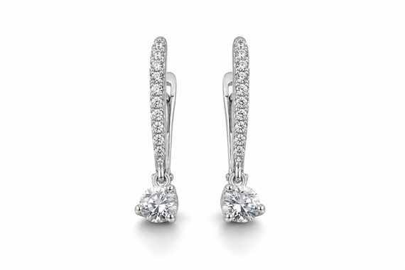 Серьги из белого золота  с  бриллиантами S-0408