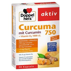 Комплекс Doppelherz Curcuma 750 mg. + Vitamin D3 1000 Доппельгерц Куркума + вітамін D3 Куркумін