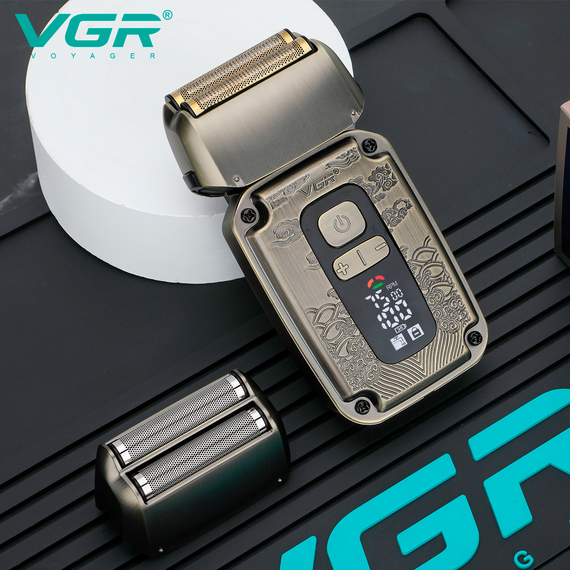 Электробритва VGR V-337 шейвер, двойное лезвие, 2 насадки, триммер, LED дисплей | Зображення 4