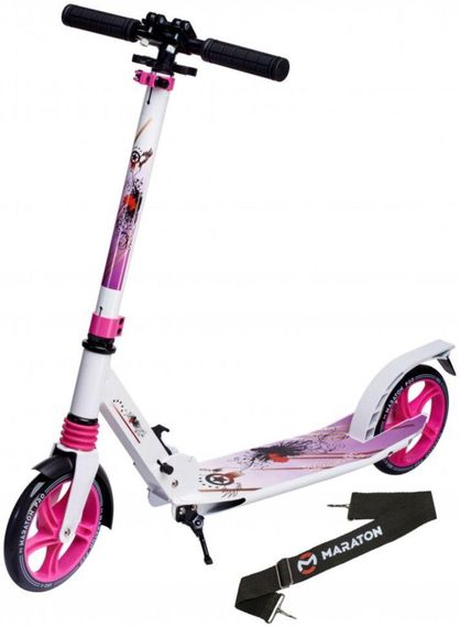 Самокат Maraton Pro 200 мм — Складной двухколесный самокат до 120 кг. Розовый