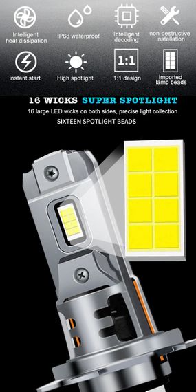 LED автолампа H7 STELLAR S25 24W 3800Лм 6000K CANBUS з кулером (2 шт) | Зображення 4