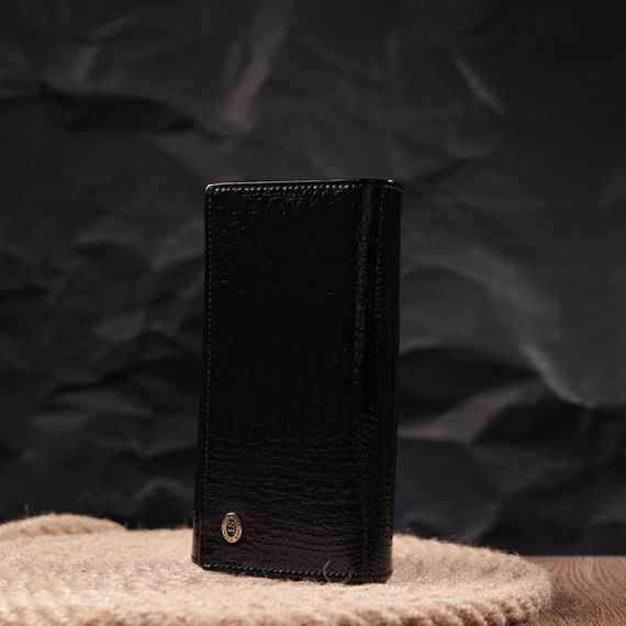 Лаковый женский кошелек с визитницей ST Leather 19403 Черный | Зображення 6